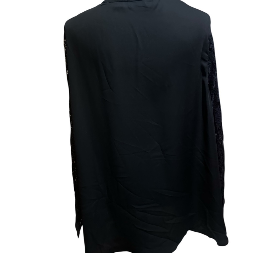 T Tahari Black Lace Tunic Blouse V Neck Long Sleeve 2X - Picture 5 of 10